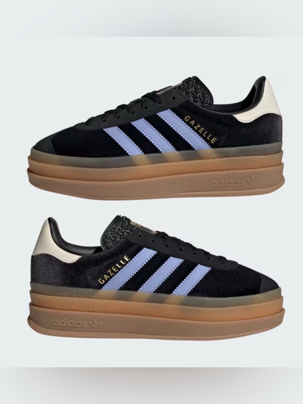 Adidas Gazelle Bold J Core Black Blue Spark Size 4.5 Y/6.5 Womens Velvet, NWB - Picture 10 of 15